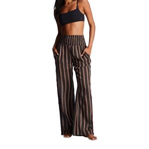 Billabong Black Striped Wide Leg Pants
